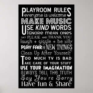 Spielzimmer Regeln Subway Art Poster