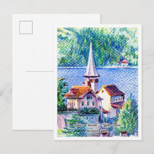 Spiezer Kirche am Thunersee in Spiez Schweiz Postkarte