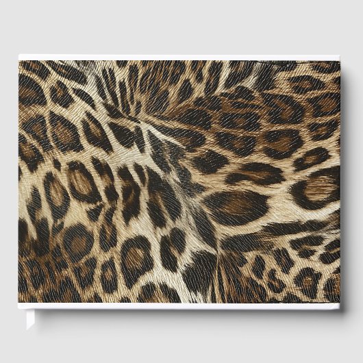 Spiffy Leopard Spots Leather Grain Look Gästebuch (Vorderseite)