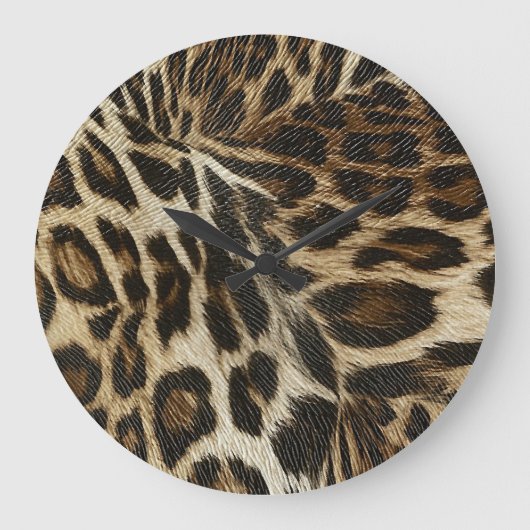Spiffy Leopard Spots Leather Grain Look Große Wanduhr (Vorderseite)