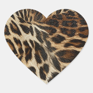 Spiffy Leopard Spots Leather Grain Look Herz-Aufkleber
