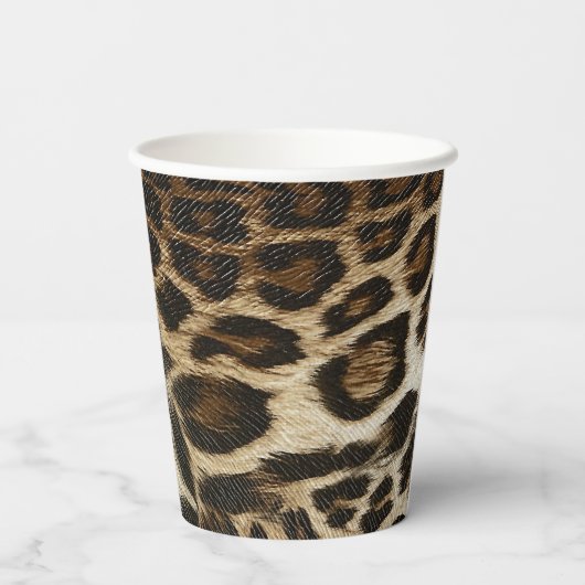Spiffy Leopard Spots Leather Grain Look Pappbecher (Rückseite)
