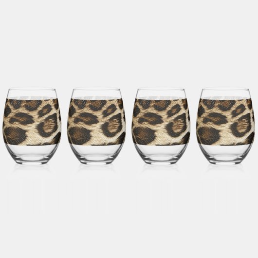 Spiffy Leopard Spots Leather Grain Look Weinglas Ohne Stiel (Hinten)