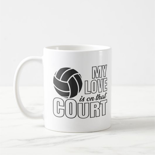 Spike, Kick, Swing! Volleyball, Fußball und Softba Kaffeetasse (Links)