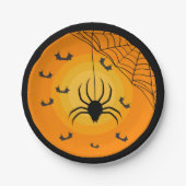 Spike Web Bats Orange Black Kids Halloween-Party Pappteller (Vorderseite)