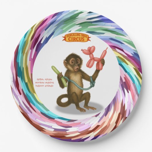 Spikes Ballon-Affen-Zaubertrick Pappteller (Vorderseite)