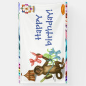 Spike's balloon monkey magic birthday banner (Vertikal)