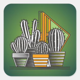 SPIKEY LITTLE CACTUS COLLECTION QUADRATISCHER AUFKLEBER