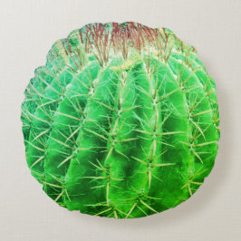 Spikey Look Natural Green Cactus Rundes Kissen