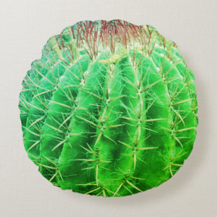 Spikey Look Natural Green Cactus Rundes Kissen