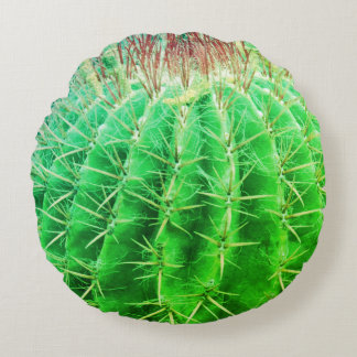 Spikey Look Natural Green Cactus Rundes Kissen