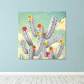 Spiky Cactus Blume Collage Art Leinwanddruck (Insitu (Holzboden))