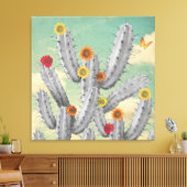 Spiky Cactus Blume Collage Art Leinwanddruck (Insitu (Wohnzimmer))
