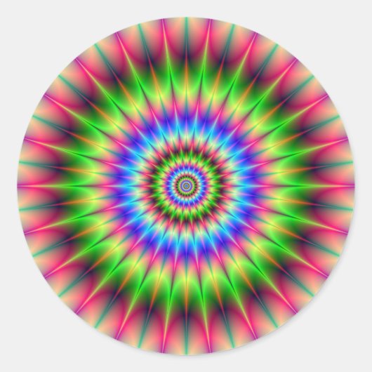 Spiky Color Explosion Runder Aufkleber (Vorderseite)