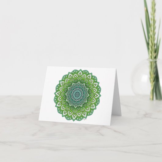 Spiky Green Blume Mandala Karte (Vorderseite)