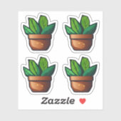 Spiky Green Pflanze in Terra Cotta Pot Aufkleber (Blatt)