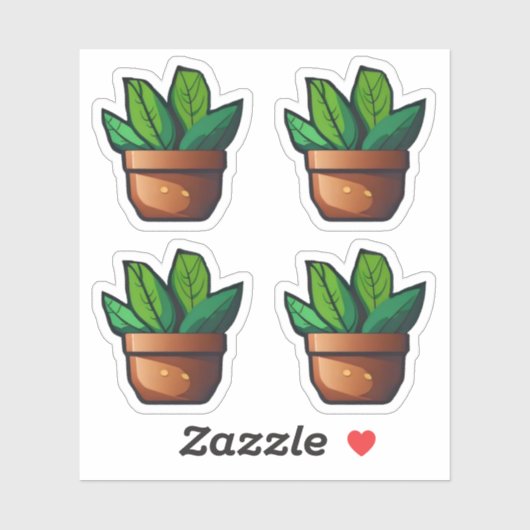 Spiky Green Pflanze in Terra Cotta Pot Aufkleber (Blatt)