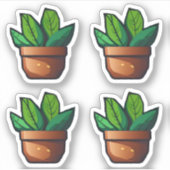 Spiky Green Pflanze in Terra Cotta Pot Aufkleber (Vorderseite)