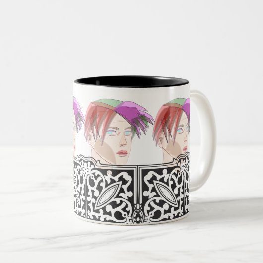 Spiky Style: Modischer Mann mit trendigem Haar Zweifarbige Tasse (VorderseiteRechts)