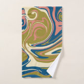 Spill - Blau, Olivgrün, Rosa und Creme Badhandtuch Set (Handtuch)