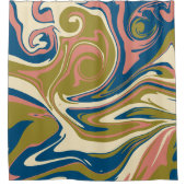 Spill - Blau, Olivgrün, Rosa und Creme Duschvorhang (Vorderseite)