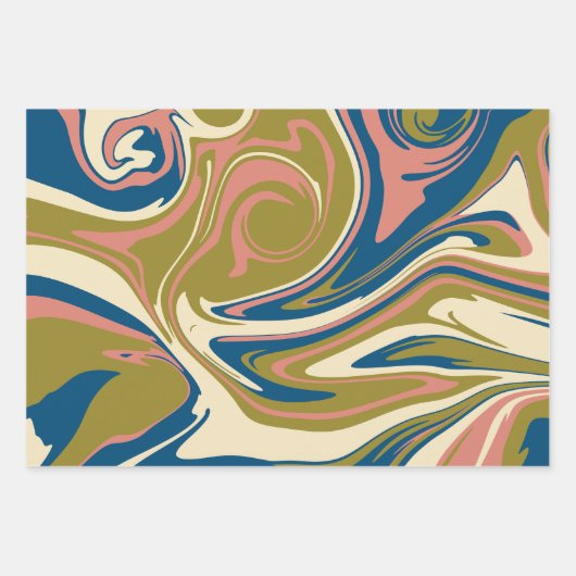 Spill - Blau, Olivgrün, Rosa und Creme Geschenkpapier Set (Vorderseite 3)