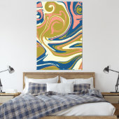 Spill - Blau, Olivgrün, Rosa und Creme Leinwanddruck (Insitu (Schlafzimmer))