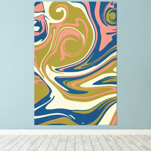 Spill - Blau, Olivgrün, Rosa und Creme Leinwanddruck (Insitu (Holzboden))