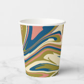 Spill - Blau, Olivgrün, Rosa und Creme Pappbecher (Rückseite)