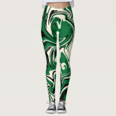 Spill - Grün, Creme und Schwarz Leggings (Vorderseite)