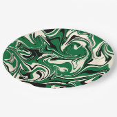 Spill - Grün, Creme und Schwarz Pappteller (Schrägansicht)