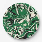 Spill - Grün, Creme und Schwarz Pappteller (Vorderseite)