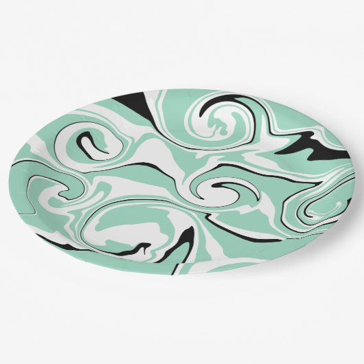 Spill - Grün (Minze) Pappteller (Schrägansicht)