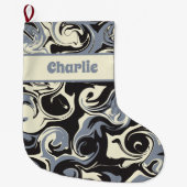 Spill in Schwarz, Grau und Creme Großer Weihnachtsstrumpf (Vorderseite)