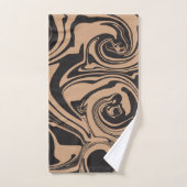 Spill in Tan und Black Retro, Marmorwirbel Badhandtuch Set (Handtuch)