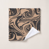 Spill in Tan und Black Retro, Marmorwirbel Badhandtuch Set (Waschlappen)