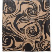 Spill in Tan und Black Retro, Marmorwirbel Duschvorhang (Vorderseite)