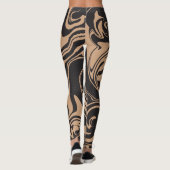 Spill in Tan und Black Retro, Marmorwirbel Leggings (Rückseite)