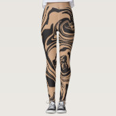 Spill in Tan und Black Retro, Marmorwirbel Leggings (Vorderseite)