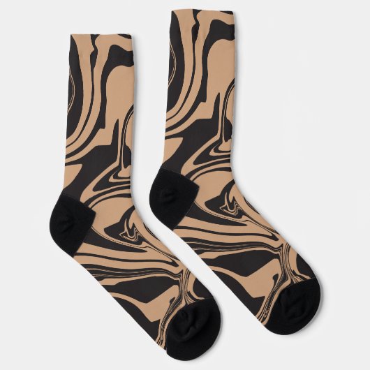 Spill in Tan und Black Retro, Marmorwirbel Socken (Rechts)