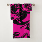 Spill - Magenta und Schwarz Badhandtuch Set (Insitu)