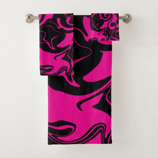 Spill - Magenta und Schwarz Badhandtuch Set (Insitu)