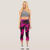 Spill - Magenta und Schwarz Capri Leggings (Vorderseite)