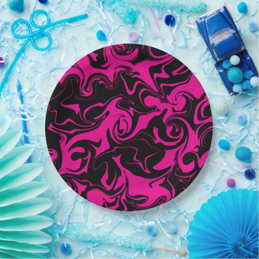 Spill - Magenta und Schwarz Pappteller (Party)