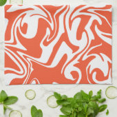 Spill - Orange und Weiß Geschirrtuch (Gefaltet)