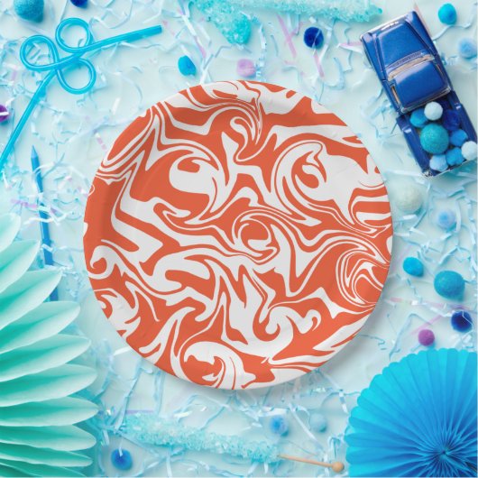 Spill - Orange und Weiß Pappteller (Party)