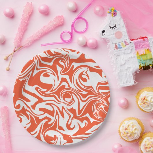 Spill - Orange und Weiß Pappteller (Party)
