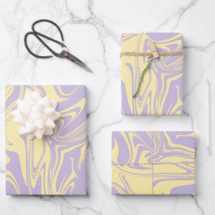 Spill - Pastellgelb und Lila Geschenkpapier Set