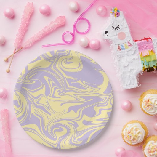 Spill - Pastellgelb und Lila Pappteller (Party)