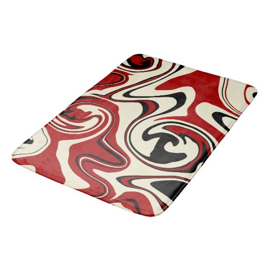 Spill - Red & Cream Badematte (Schrägansicht)